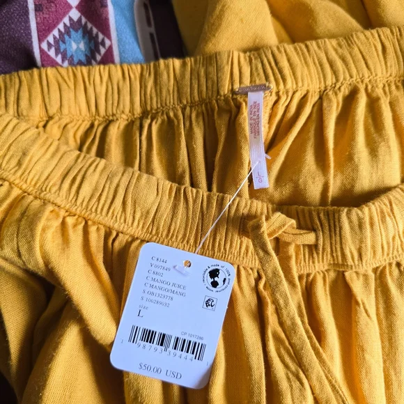 Free People Quinn Linen Blend Pants Mango Juice Nwt - Picture 6 of 6